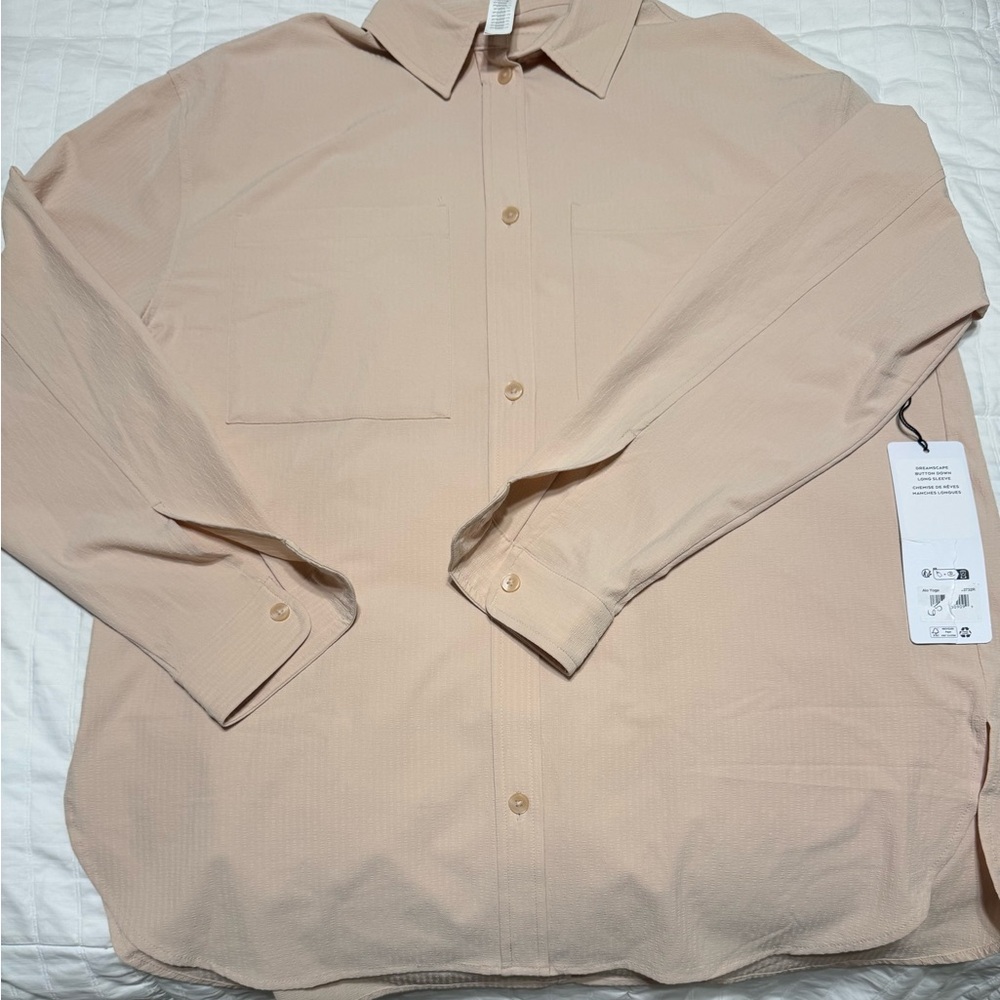 ALO Yoga Beige Button-Up Top